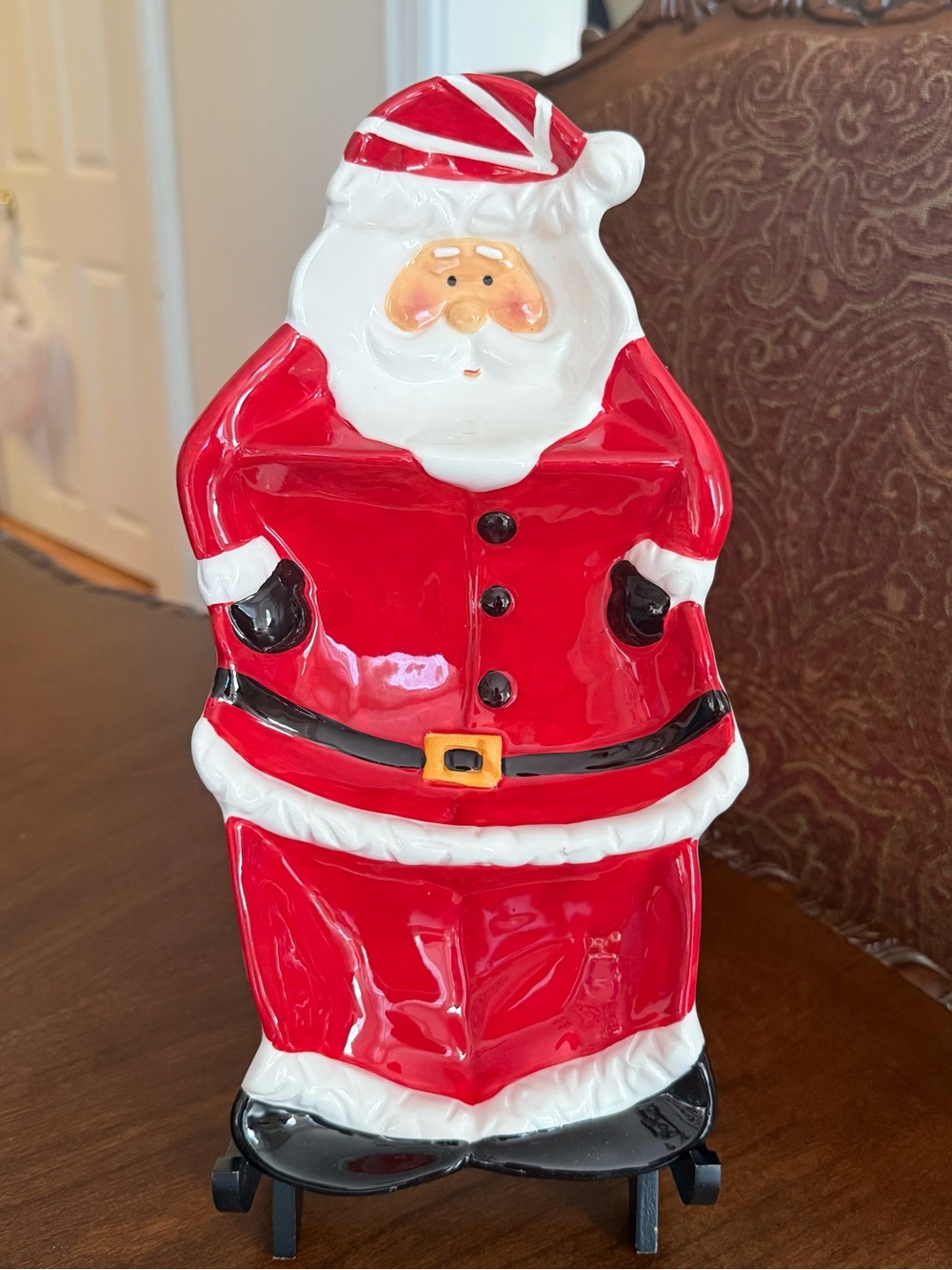 Nantucket Vintage-style Ceramic Santa Claus Cookie Decorative Trinket Tray /Dish